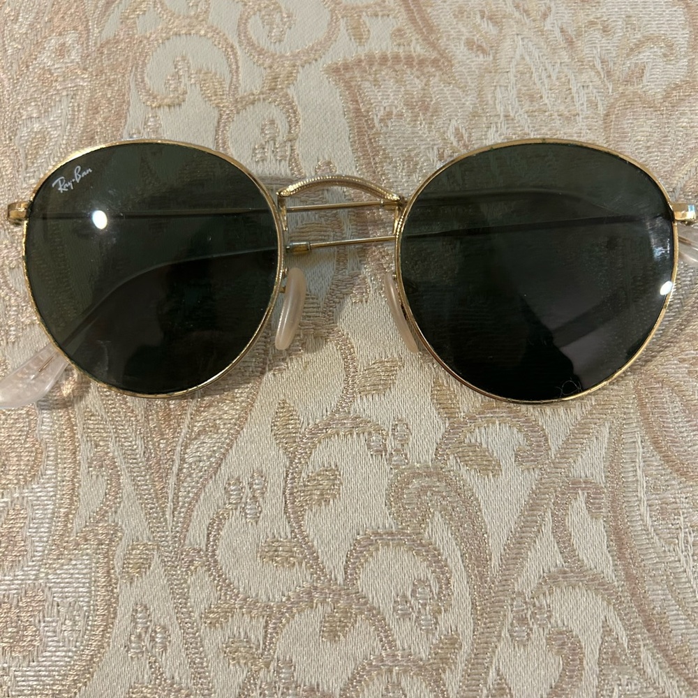 Ray-Ban Gold and Black Round Sunglasses